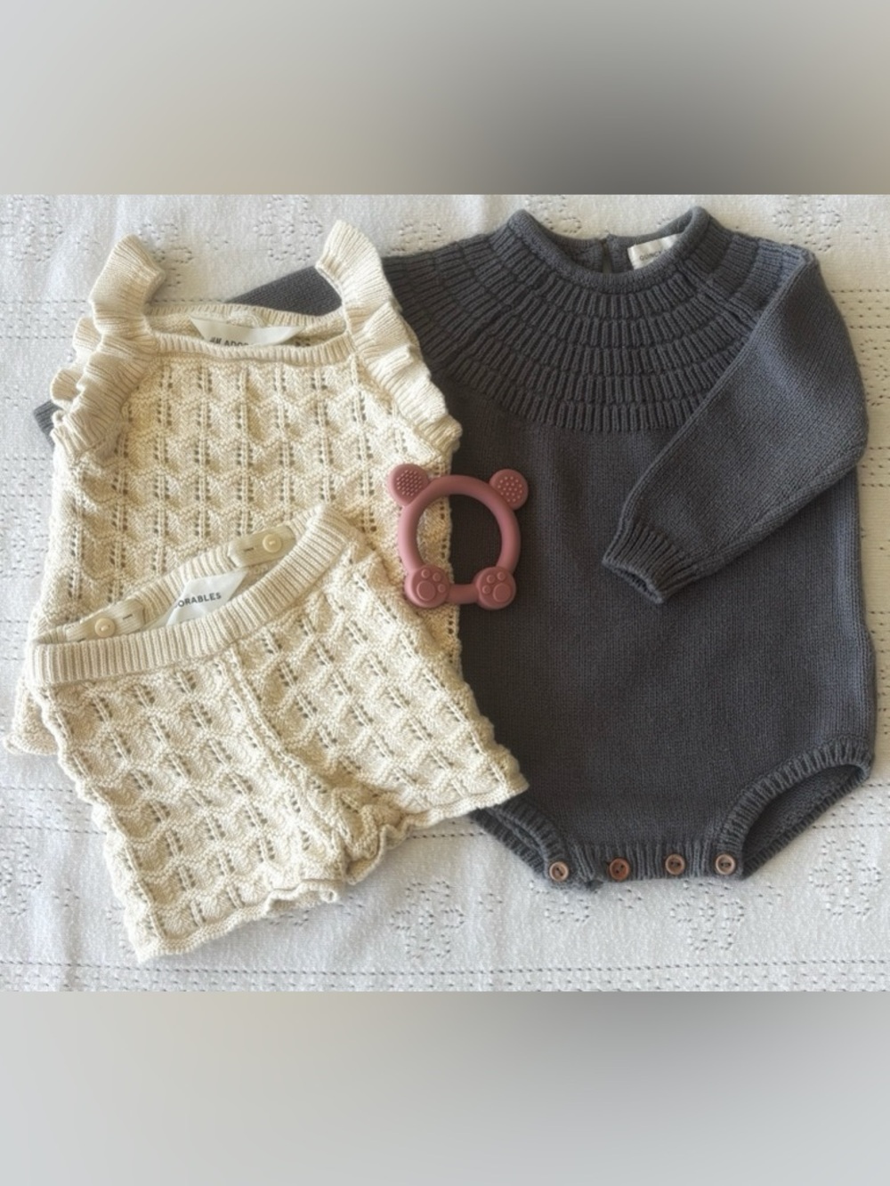 Neutral Baby Girl Knit Bundle 6–12M | Quincy Mae + H&M Set 🤍 - Picture 1 of 7